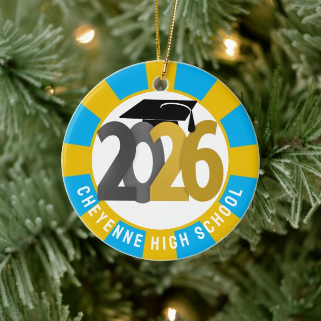 Gold Gray Class of 2026 Photo Graduation Ceramic Ornament (Tree)