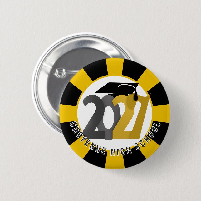 Gold Gray Class of 2027 Graduation Button (Front & Back)