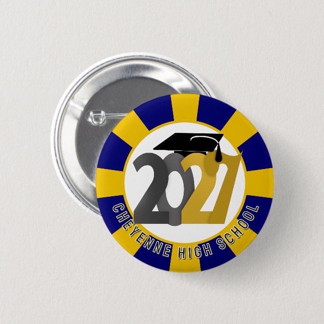 Gold Gray Class of 2027 Graduation Button (Front & Back)