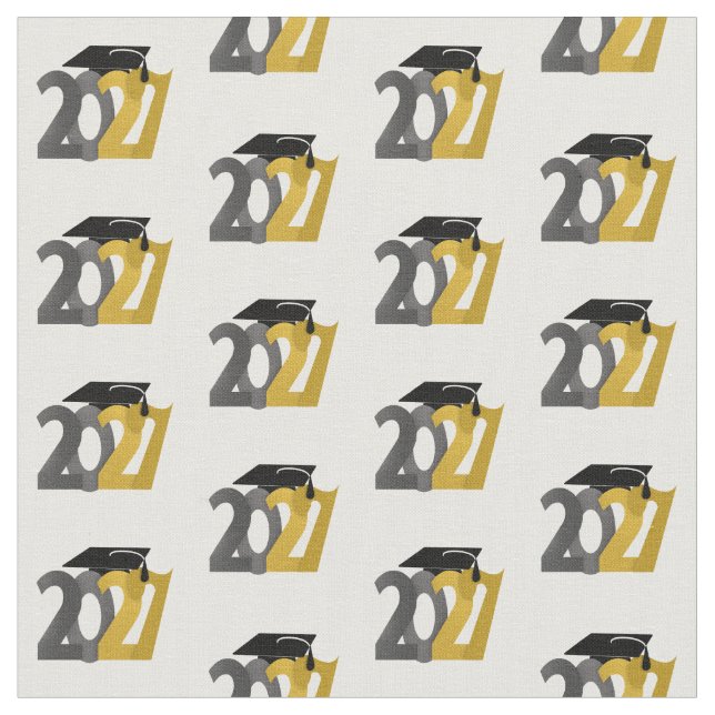 Gold Gray Class of 2027 Graduation Fabric (Close Up)