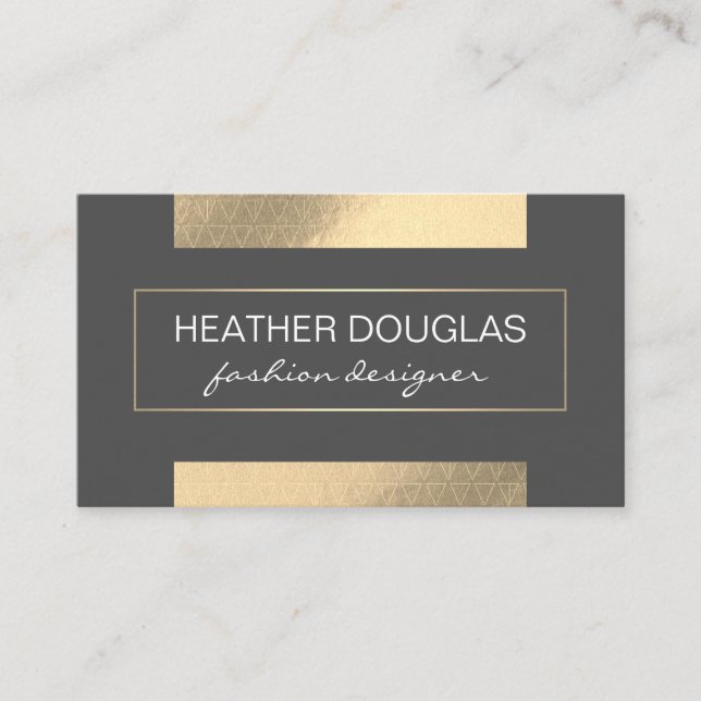 Gold Gray Foil Shine | Designer Business Card (Front)