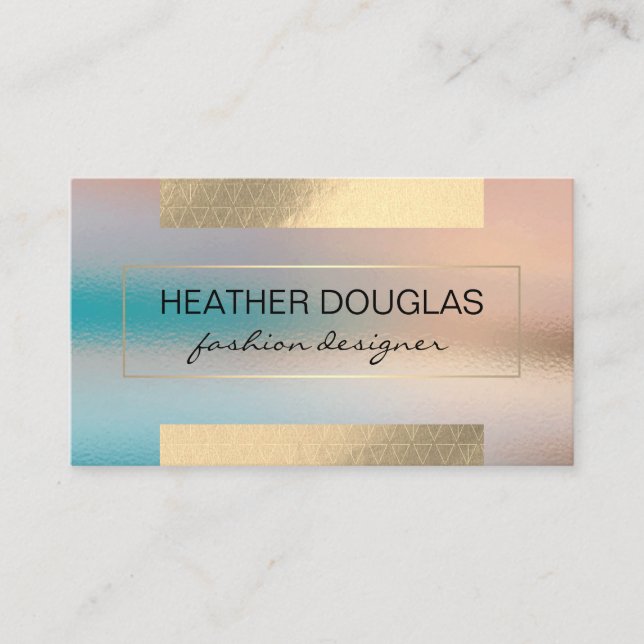 Gold Gray Foil Shine | Glass Background Business Card (Front)