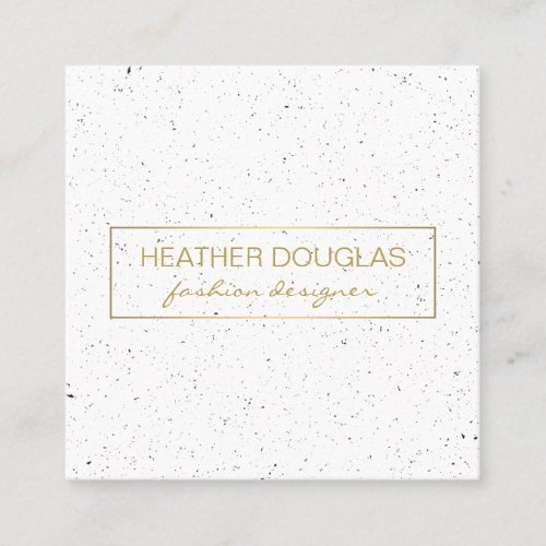 Gold Gray Foil Shine  Speckled Square Business Card