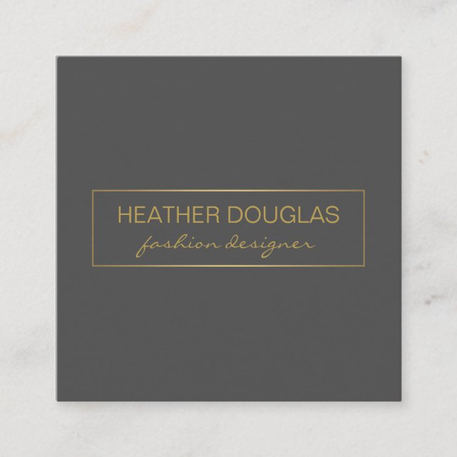 Gold Gray Foil Shine Square Business Card (Front)