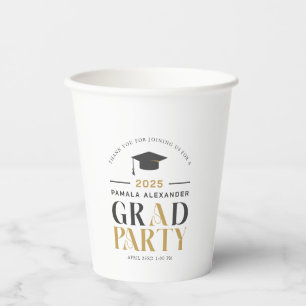 Gold Gray Grad Party Retro Typography Paper Cups