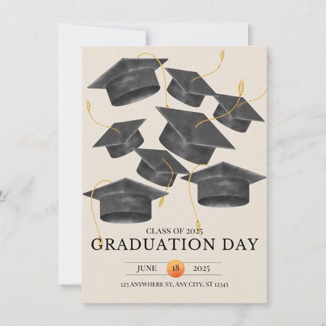 Gold Gray Graduation  Elegant Minimalist poster Invitation (Front)