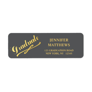 Gold Gray Graduation Return Address Label