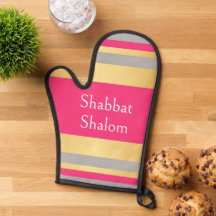 Gold Gray Hot Pink Stripes, Shabbat Shalom Glam