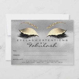 Gold Gray Lashes Extension Makeup Certificate Gift