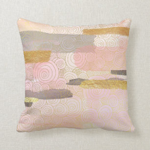 Gold Gray & Light Pink  Throw Pillow