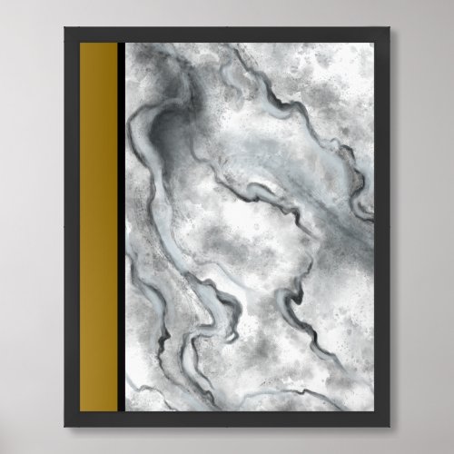 Gold Gray Marble Framed Art Print 
