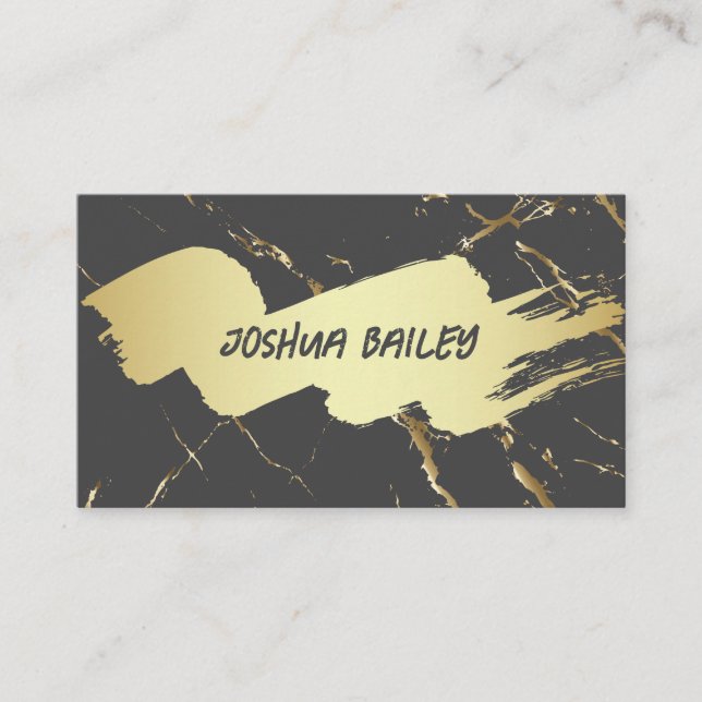 Gold Gray Marble | Gold Brushed Business Card (Front)