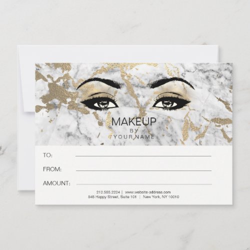 Gold Gray Marble  Makeup Beauty Certificate Gift