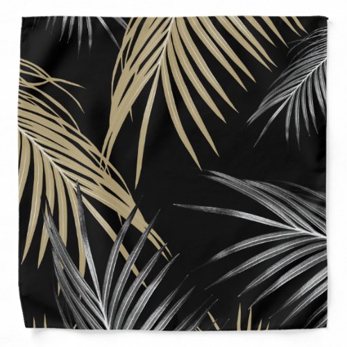 Gold Gray Palm Leaves Dream 1 Bandana