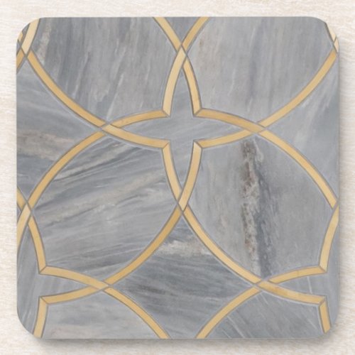 Gold Gray Pattern Marble Chic Coaster