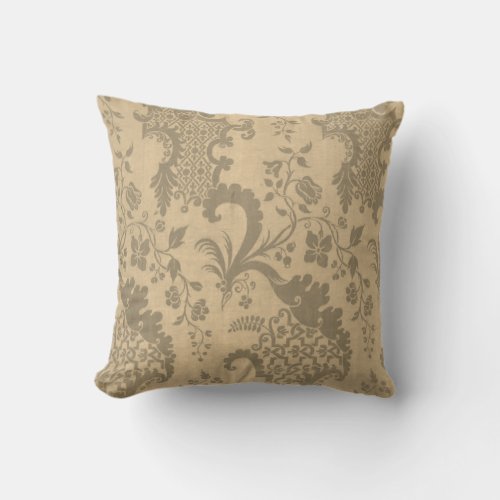 Gold Gray Silver Damask Vintage Elegant Cushion