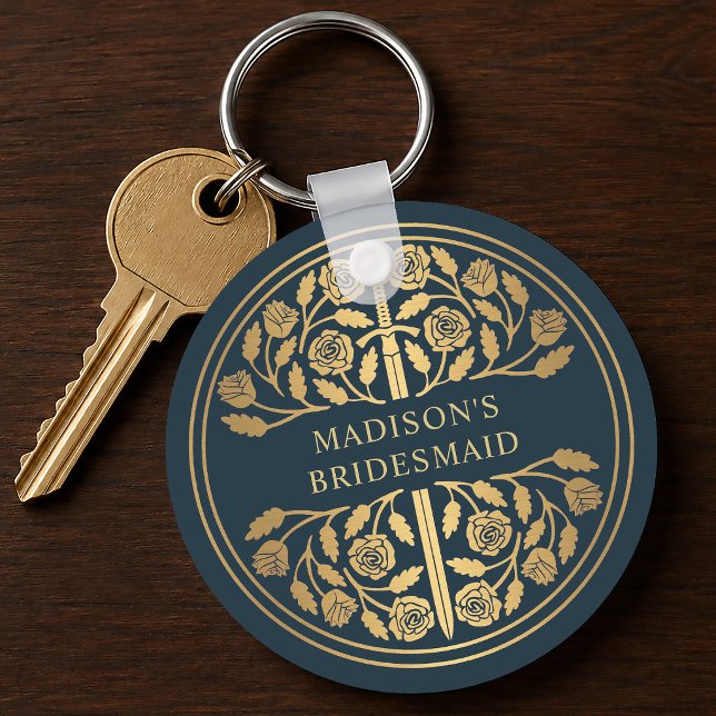 Gold Gray Sword Bridesmaid Royal Wedding Gift Keychain (Creator Uploaded)