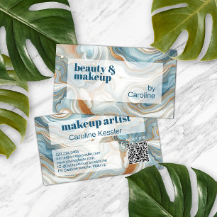 Gold Gray Teal Blue White Marble Art Pattern Business Card