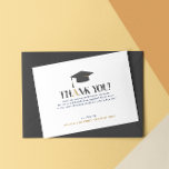 Gold Gray Thank You Retro Typography Card<br><div class="desc">This graduation thank you card features gold and gray retro typography on a white background. It is the perfect card to thank your guests for attending your graduation celebration.</div>