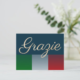 Gold Grazie on Faded Italian Flag Postcard