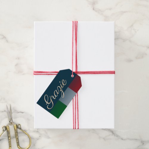 Gold Grazie on Faded Italian Flag Thank You Gift Tags