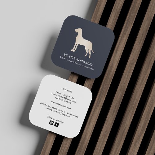 Gold Great Dane Dog Walker Trainer Puppy sitting   Square Business Card