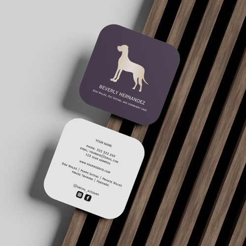 Gold Great Dane Dog Walker Trainer Puppy sitting  Square Business Card