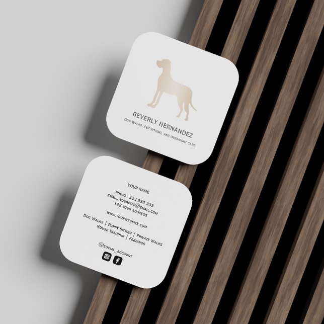 Gold Great Dane Dog Walker Trainer Puppy sitting   Square Business Card (Creator Uploaded)