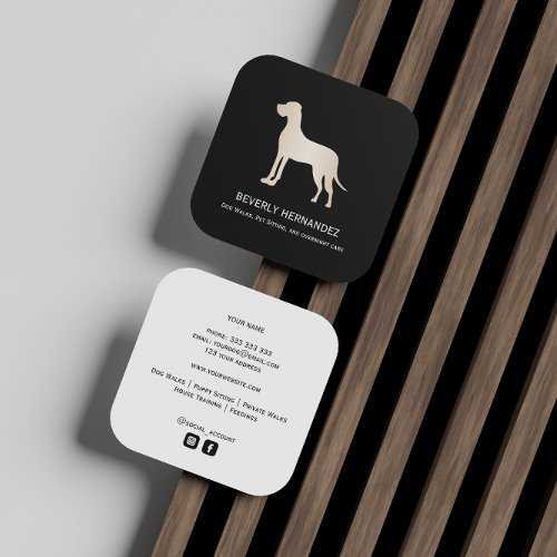 Gold Great Dane Dog Walker Trainer Puppy sitting   Square Business Card