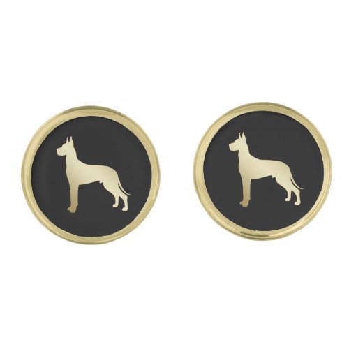 Gold Great Dane on Black Cufflinks