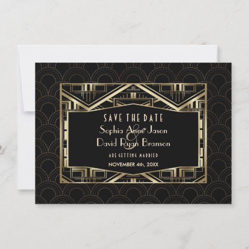 Gold Great Gatsby Art Deco Style Save The Date