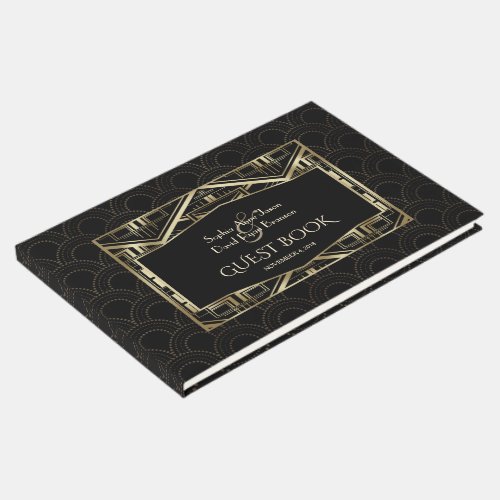 Gold Great Gatsby Art Deco Style Wedding Guest Book