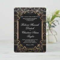Gold Great Gatsby Black Art Deco 1920s Wedding