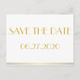 Gold Great Gatsby Save The Date Postcards