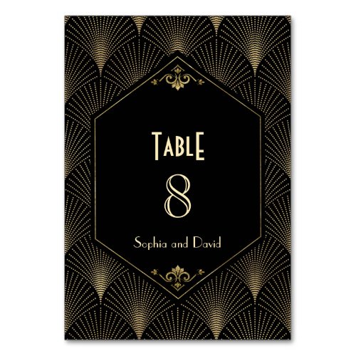 Gold Great Gatsby Vintage Art Deco Wedding Table Number