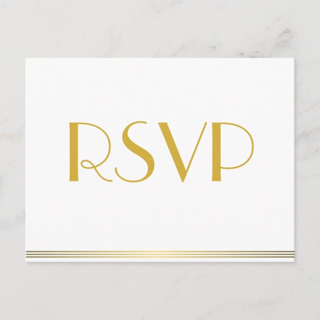 Gold Great Gatsby Wedding RSVP Postcards (Front)