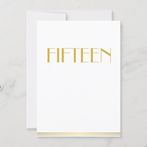 Gold Great Gatsby Wedding Table Cards Fifteen