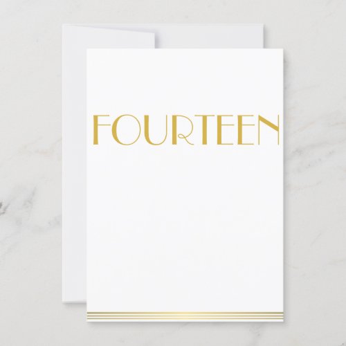 Gold Great Gatsby Wedding Table Cards Fourteen