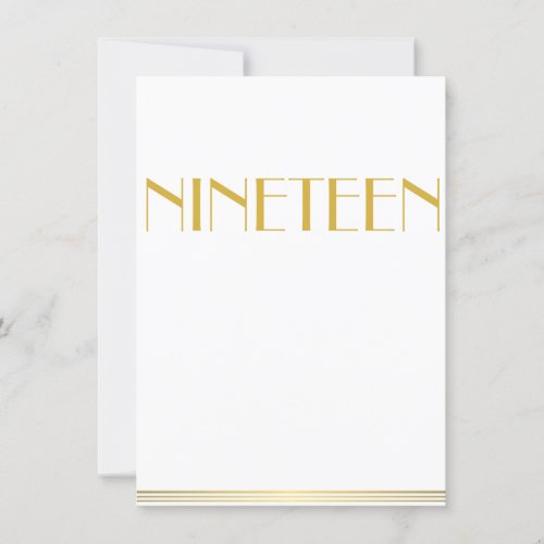 Gold Great Gatsby Wedding Table Cards Nineteen