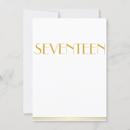 Gold Great Gatsby Wedding Table Cards Seventeen