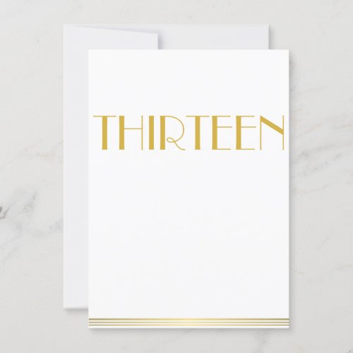 Gold Great Gatsby Wedding Table Cards Thirteen