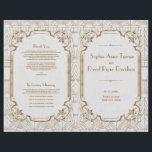 Gold Great Gatsby White Art Deco Wedding Program<br><div class="desc">Elegant,  White Gold Great Gatsby Art Deco 1920s Wedding
Unique and elegant design featuring Roaring 20s Great Gatsby vintage faux gold ornamental style on a white textured background. Use Customize tool to add your info. For matching items,  please,  visit my White Gold Great Gatsby Art Deco 1920s Collection.</div>