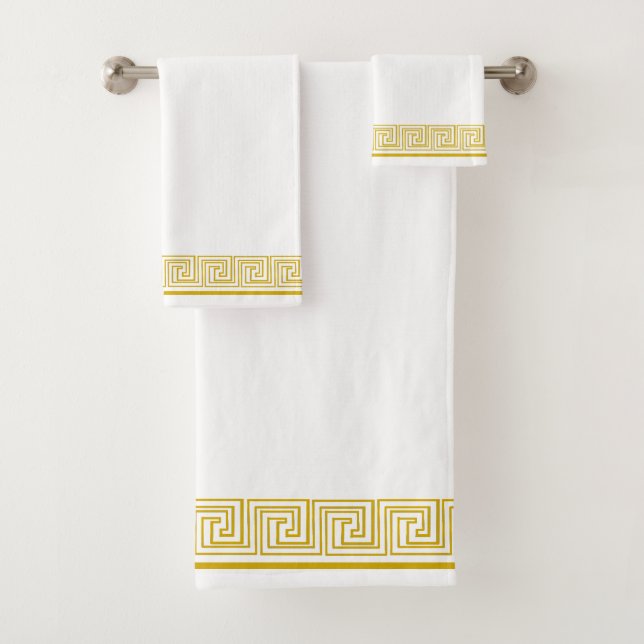 Gold Grecian Frieze Design Bath Towel Set (Insitu)