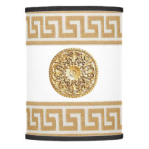 Gold Greek Key and Rosette on White