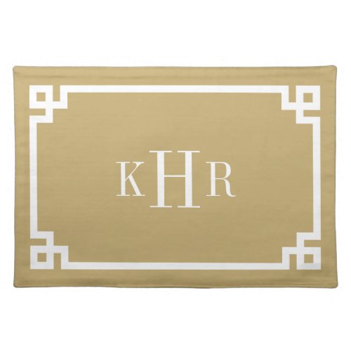 Gold Greek Key Border Custom Monogram Cloth Placemat