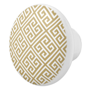 Gold Greek Key Ceramic Knob