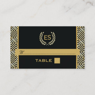 Gold Greek key & laurel wreath wedding place card