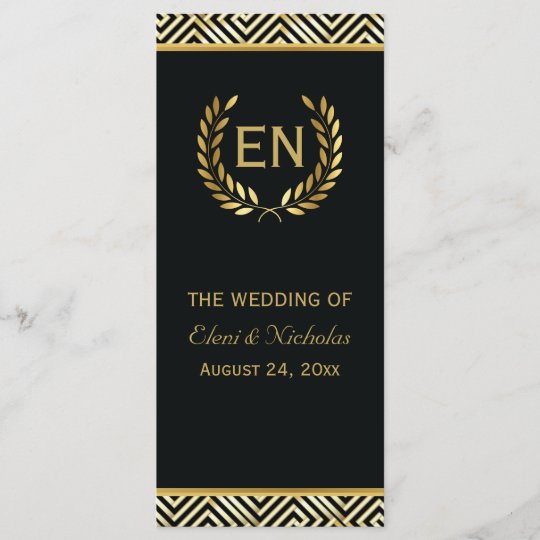 Gold Greek Key Laurel Wreath Wedding Program Zazzle Com