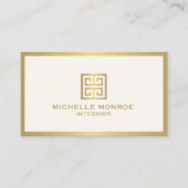 Gold Greek Key on Ivory Interior Designer Business Card (Front)