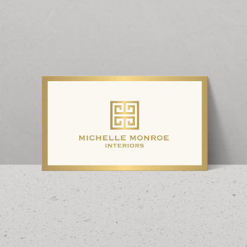 Gold Greek Key On Ivory Interior Designer Business Card by 1201am at Zazzle